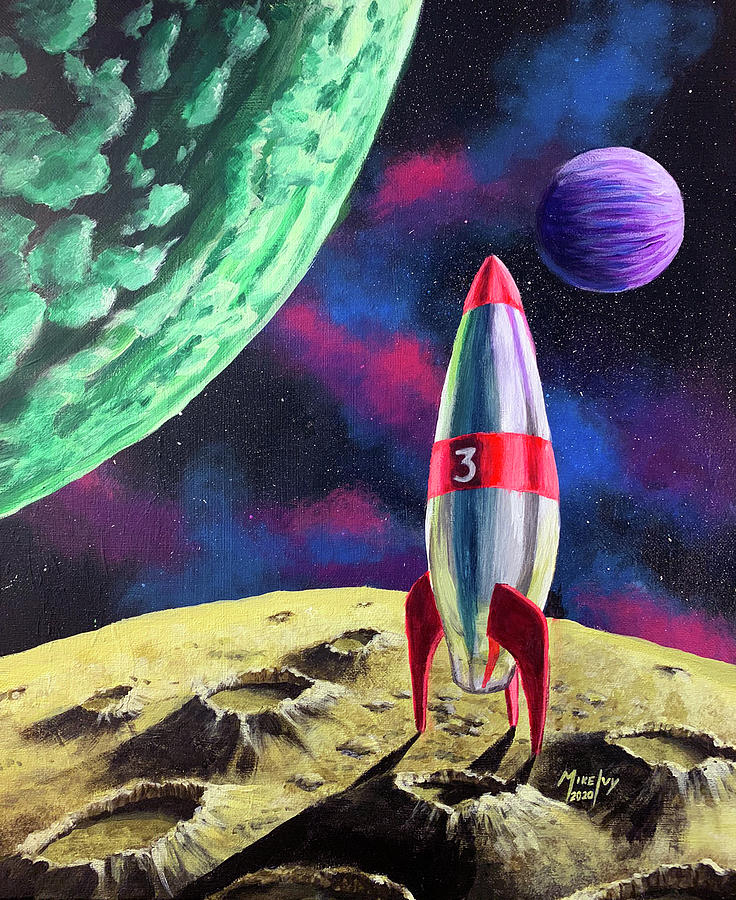 Space Painting - Rocketship R-3 by Michael Ivy