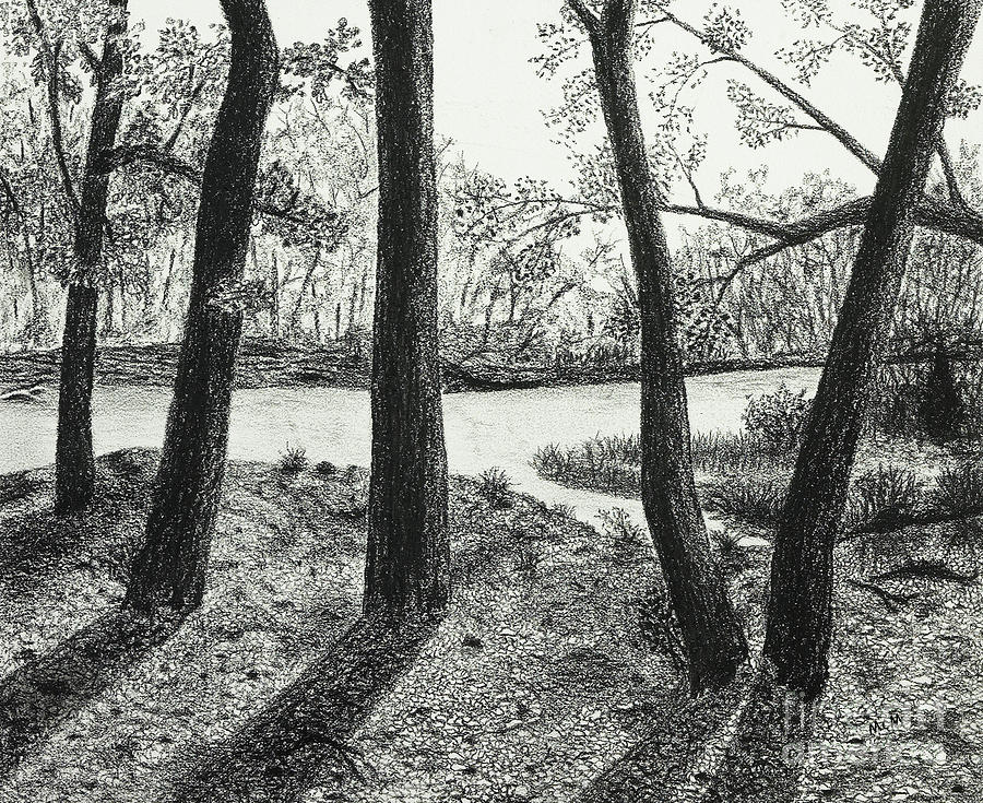 Rockford Beach on the Big River Drawing by Garry McMichael