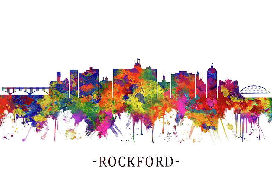 Rockford Illinois Skyline Mixed Media by NextWay Art - Fine Art America