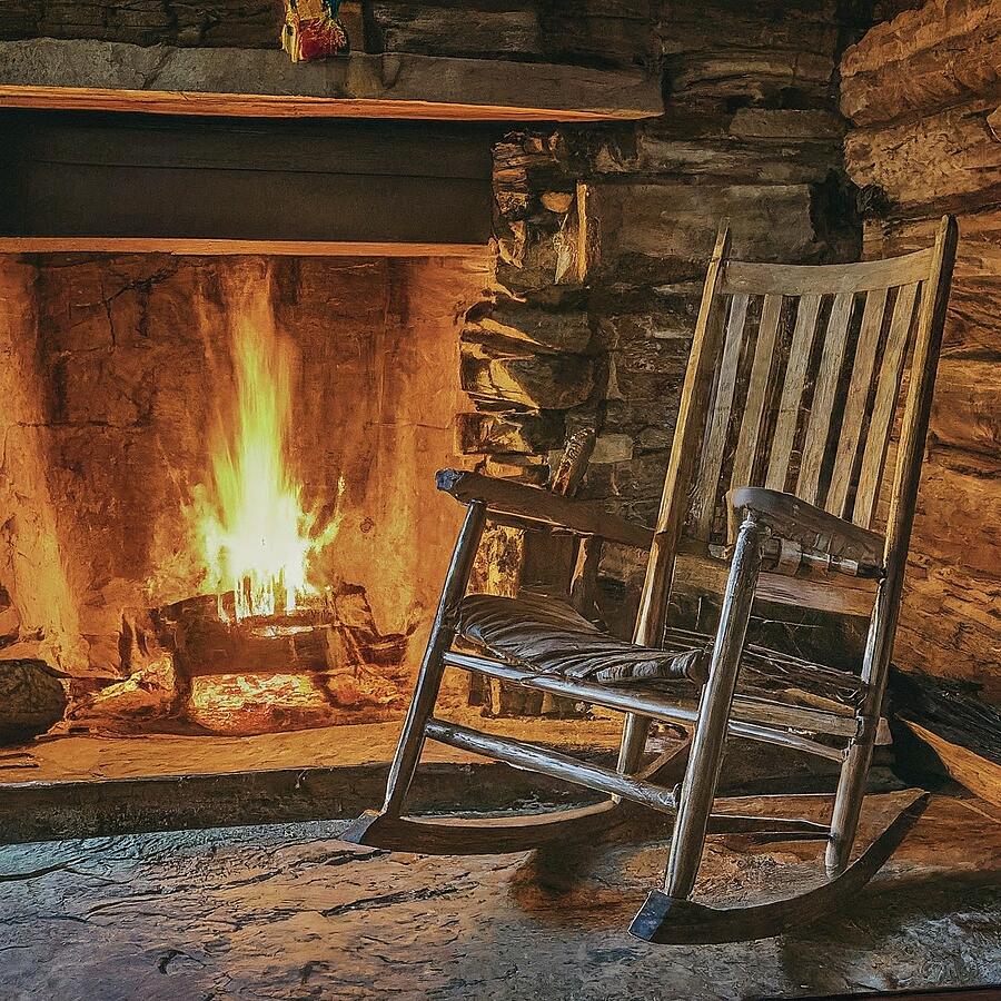 Fireplace Digital Art - Rocking Chair by Gary Wilcox
