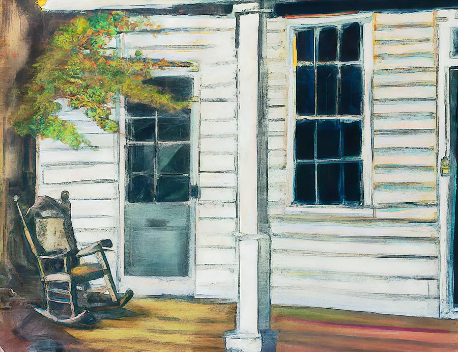 Rocking Chair on the Front Porch Digital Art by Alison Frank