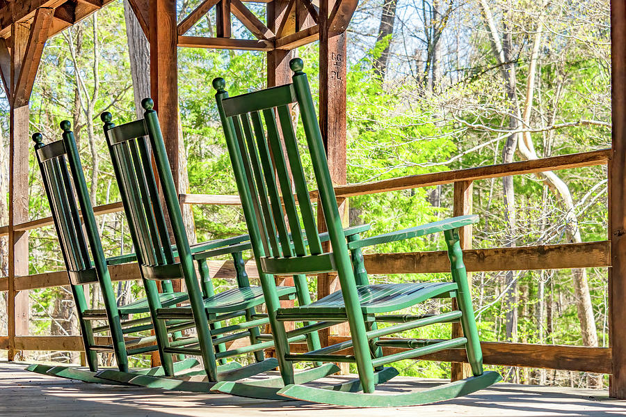 Rocking Chair Respite, Elkmont Lodge Photograph by Marcy Wielfaert