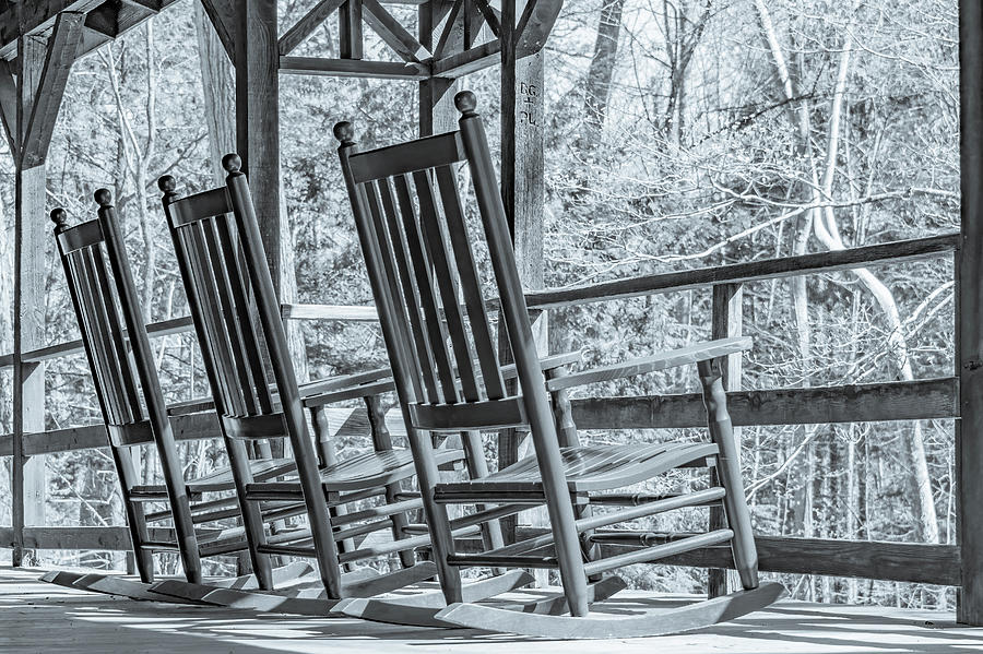 Rocking Chair Respite, Grayscale Version Photograph by Marcy Wielfaert