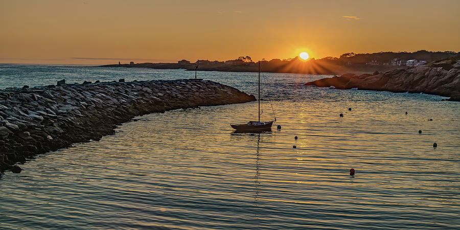Rockport Harbor and Ships Mast Light Panorama - New England Photograph by Gregory Ballos