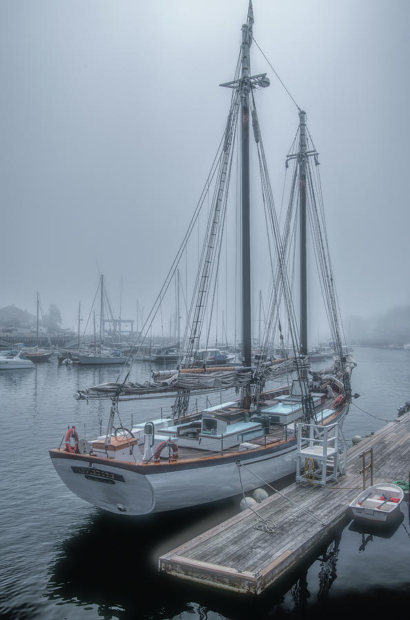 Rockport Harbor in the Fog Photograph by Marcy Wielfaert