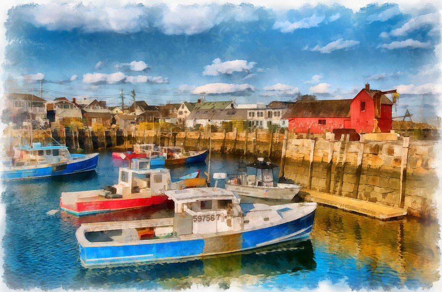 Rockport Harbor Watercolor - Rockport, MA -W402 Photograph by Bruce McFarland