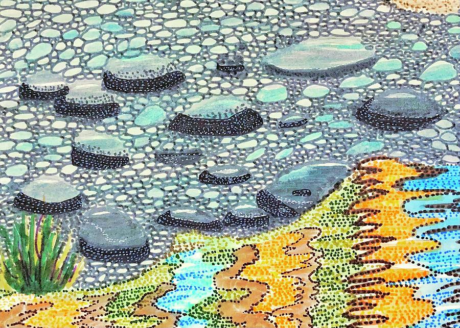 Rocks Along a River Painting by Kirsten Giving