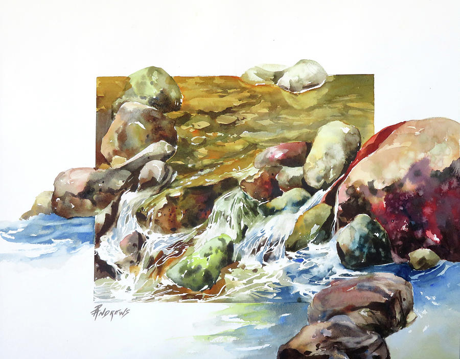 Rocks And Falls Painting by Rae Andrews