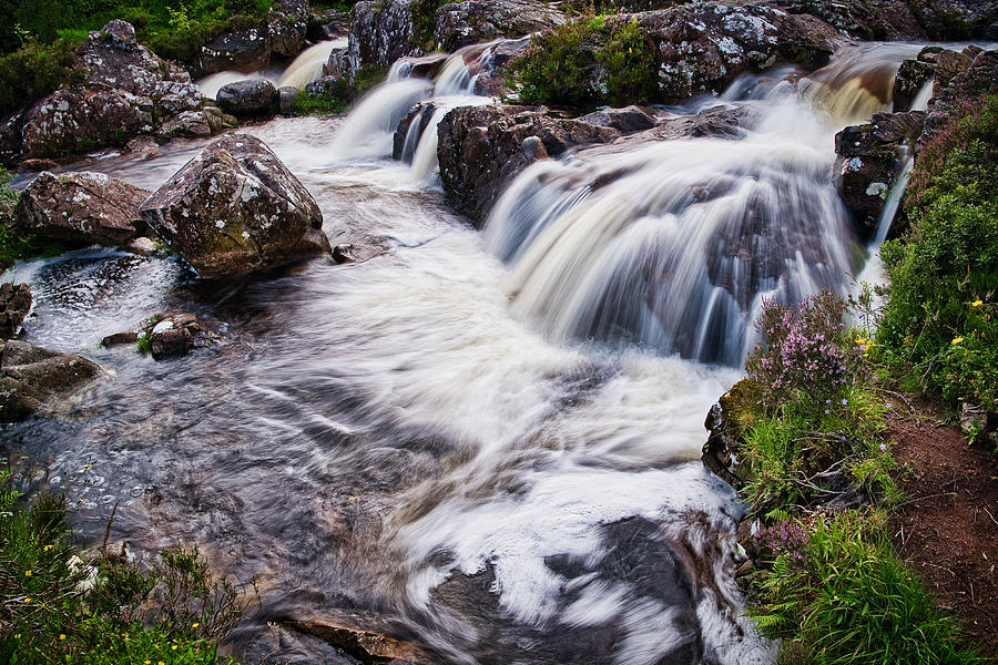 Rocks and Small Waterfall - Scotland Photograph by Stuart Litoff
