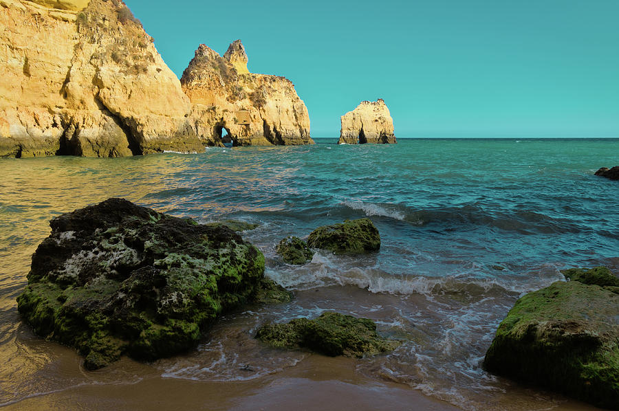 Rocks and Three Brothers Beach in Algarve Photograph by Angelo DeVal