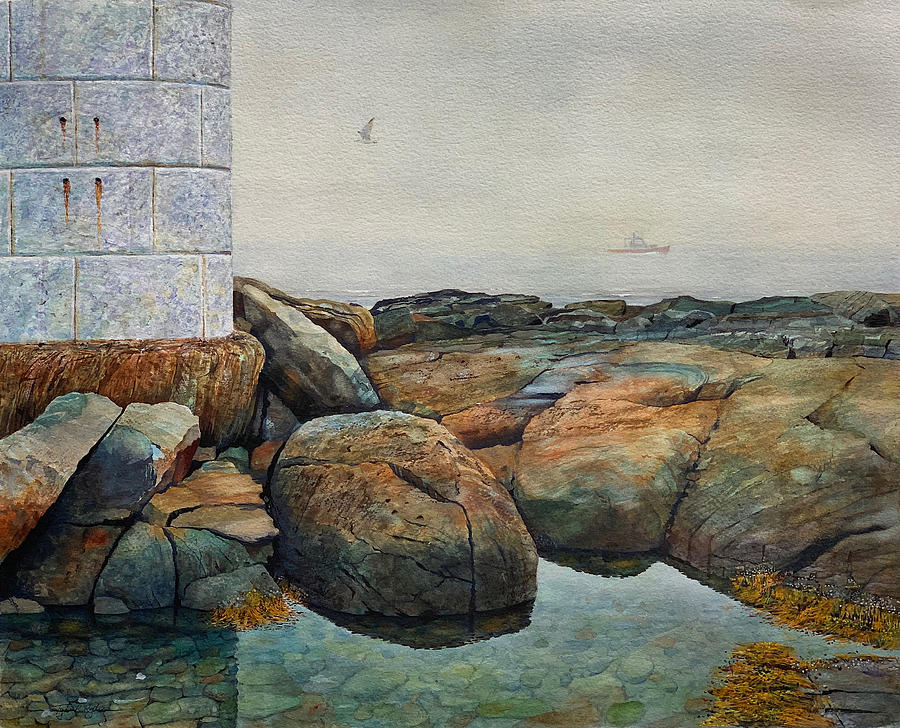 Lighthouse Painting - Rocks at Marshall Point Light by Tyler Ryder