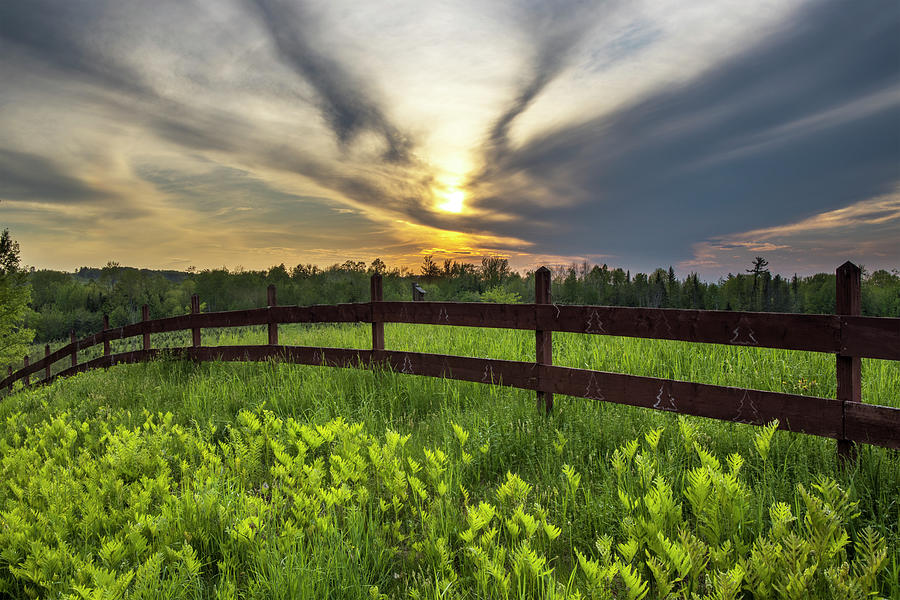 Rocks Estate Summer Sunset Fence Photograph by White Mountain Images