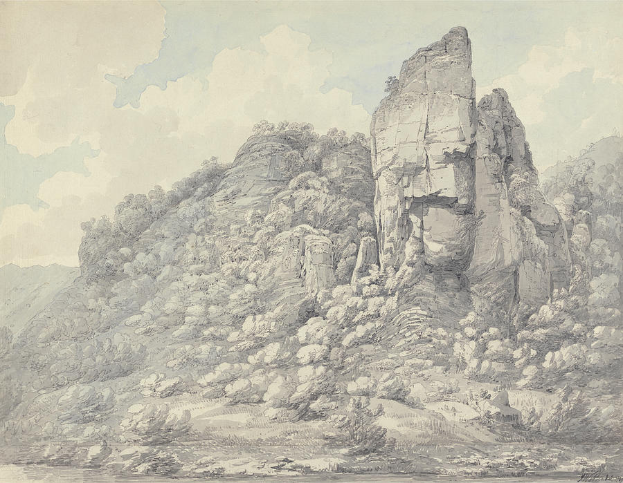 Rocks in Derbyshire Drawing by John Webber
