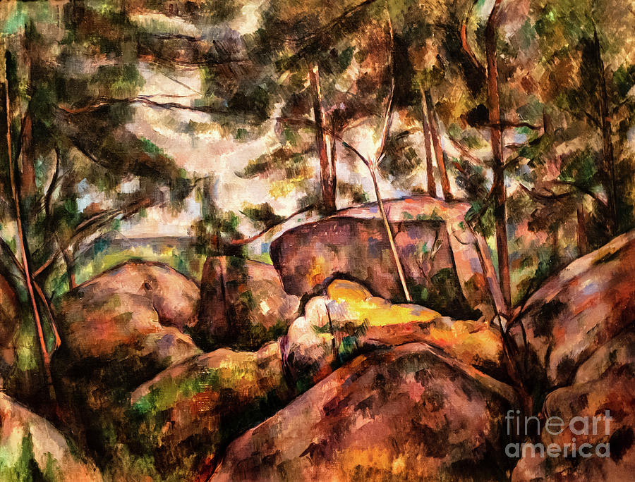 Rocks in the Forest 1890s by Paul Cezanne Painting by Paul Cezanne