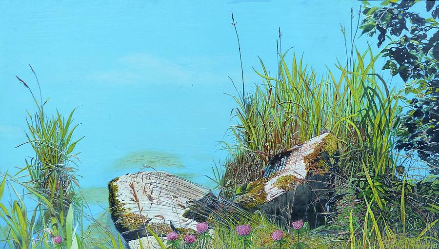 Rocks, Reeds and Clover Painting by Sam Hall Rocks, Reeds and Clover Painting by Sam Hall