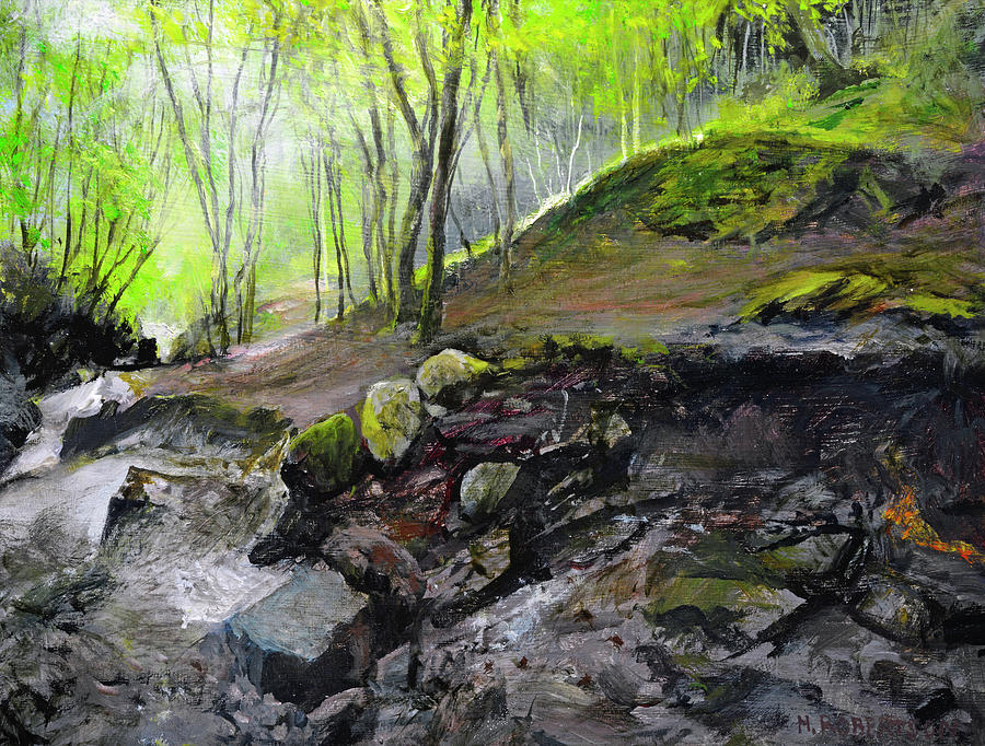Rocks, River, Brecon Beacons Painting by Harry Robertson