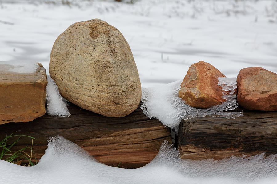 Rocks, Snow, Railroad Ties Photograph by Steve Templeton