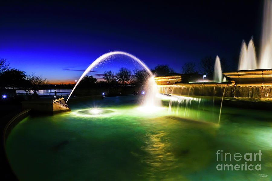 Rockwall TX Fountain Night Photograph by Jennifer White