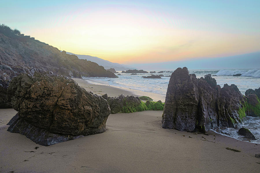 Rocky Beach Hazy Sunrise Photograph by Matthew DeGrushe