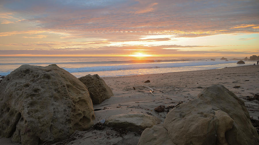 Rocky Beach Sunset in California Photograph by Matthew DeGrushe