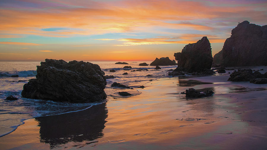 Rocky Beach Sunset in Malibu Photograph by Matthew DeGrushe