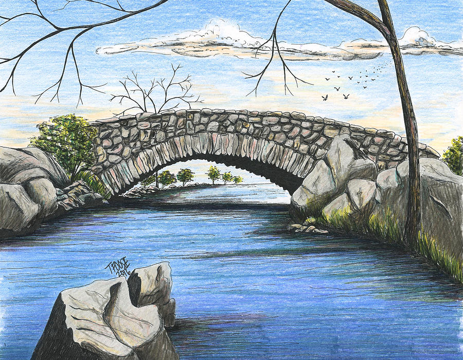 Rocky Bridge In Color Painting