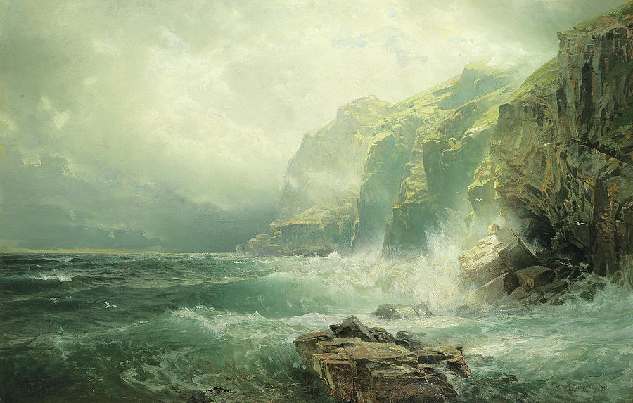 Rocky Coastline, Cornwall Painting by MotionAge Designs