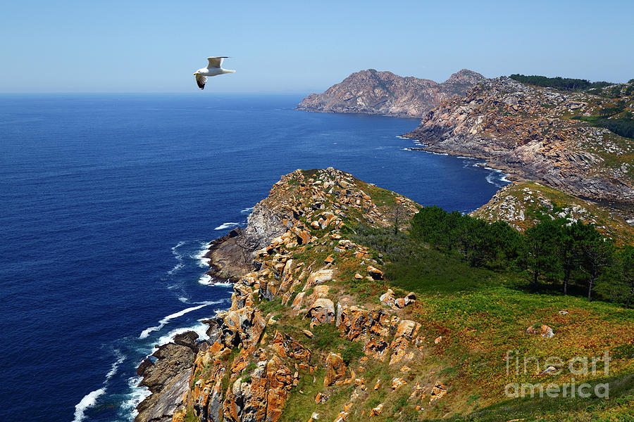 Rocky coastline on Atlantic Ocean side of Cies Islands, Galicia, Photograph by James Brunker