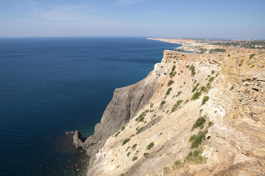 Rocky coastline west of Cape Fiolent, Black Sea, Crimea Photograph by Vyacheslav Argenberg