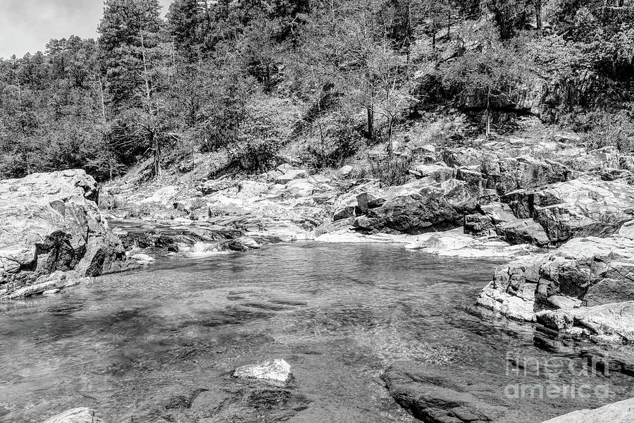 Rocky Creek Pool Area Grayscale Photograph by Jennifer White