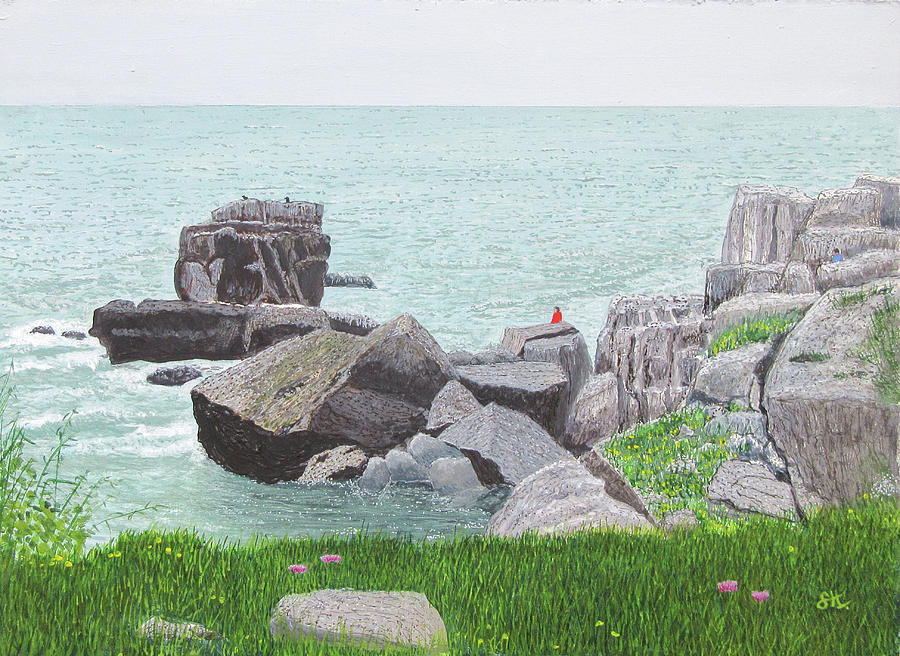 Rocky Headland - Pedra da Nau - Cascais Painting by Sam Hall