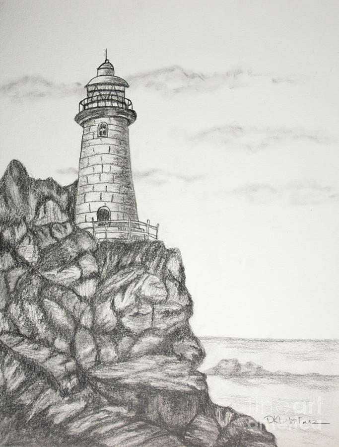 Rocky Ledge Light Drawing by Deborah Klubertanz - Fine Art America