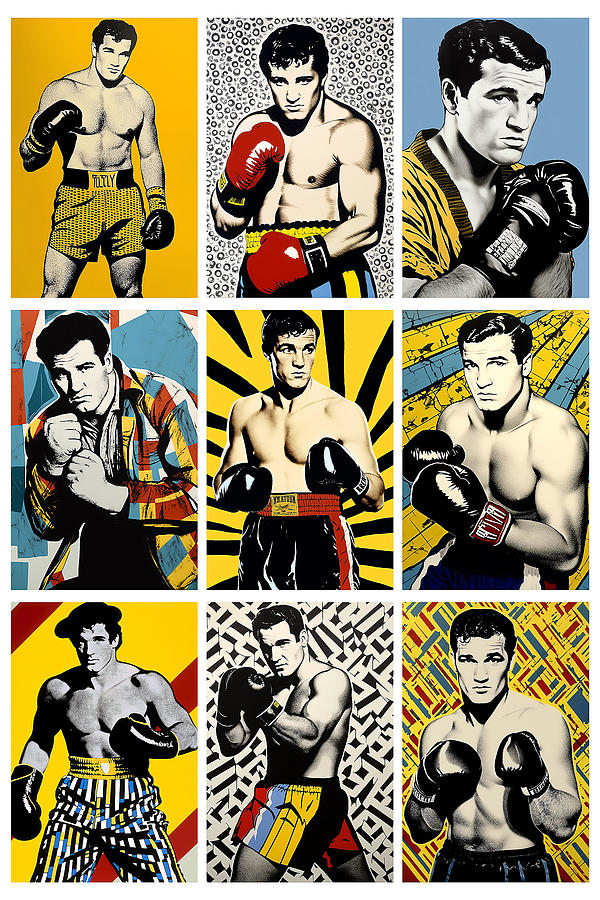 Rocky Marciano Pop Art Collage Digital Art by Carlos V - Pixels