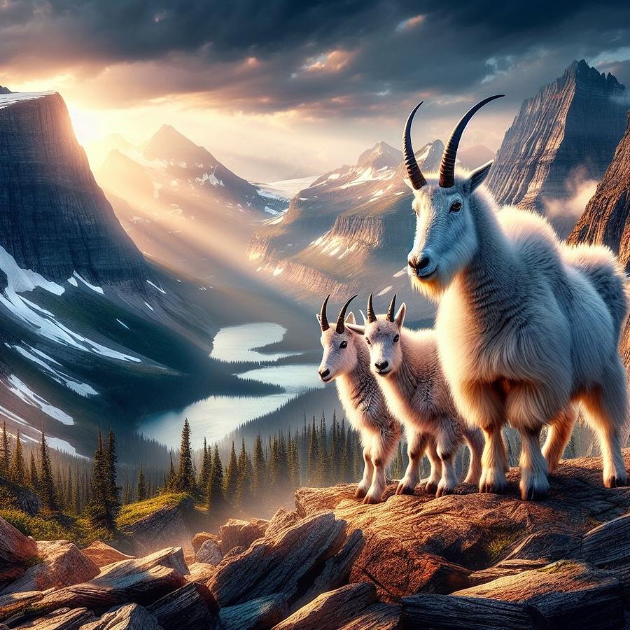 Rocky Mountain Goats Digital Art by Adam Mateo Fierro