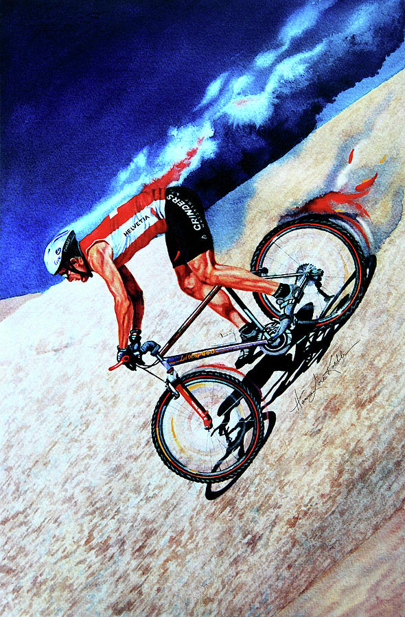Cycling Painting - Rocky Mountain High by Hanne Lore Koehler