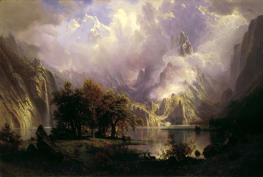 Rocky Mountain Landscape by Albert Bierstadt, 1870 Painting by MotionAge Designs
