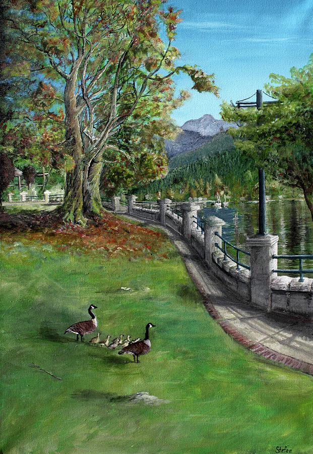 Geese Painting - Rocky Point by Stefan Kaertner