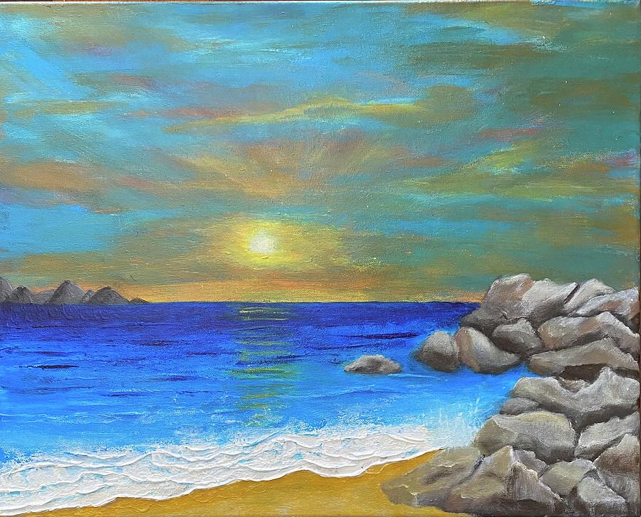 Rocky Seashore Painting by Fadi Diab | Fine Art America