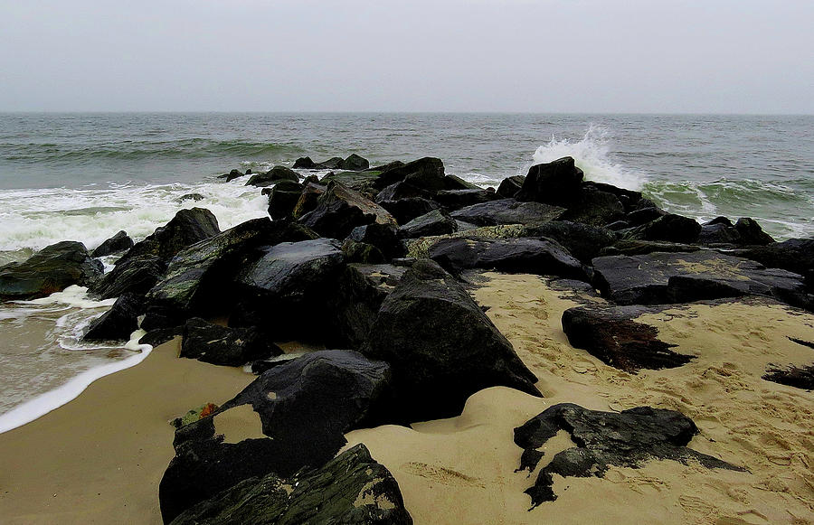 Rocky Shore Along the Atlantic in Cape May New Jersey Photograph by Linda Stern
