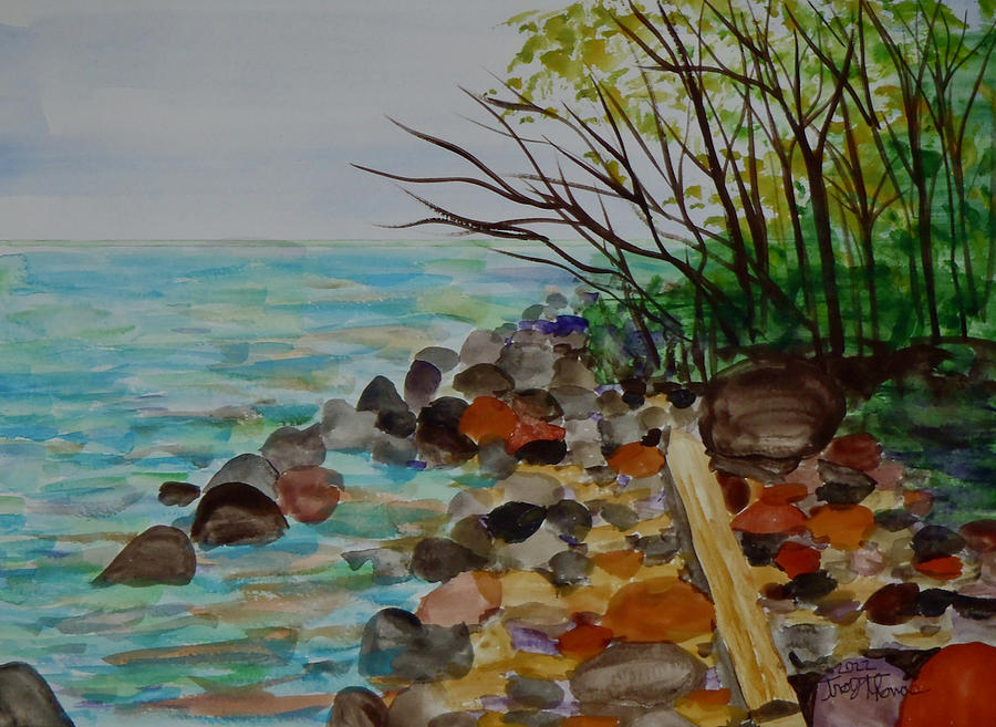 Rocky Shore at Memorial Park Painting by Troy Thomas