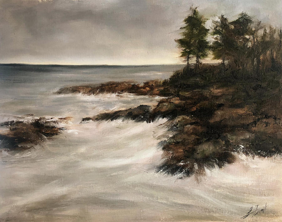 Rocky Shore Painting by Lindsay Frost