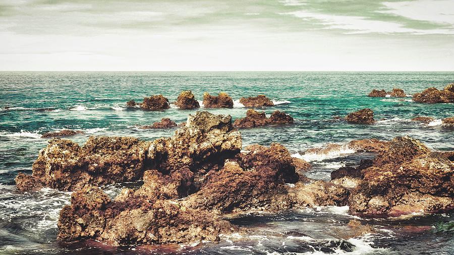 Rocky Shore Seascape Horizon Photograph by Marco Sales