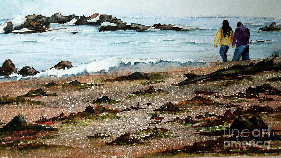 Rocky Shore Painting by Terri Mills