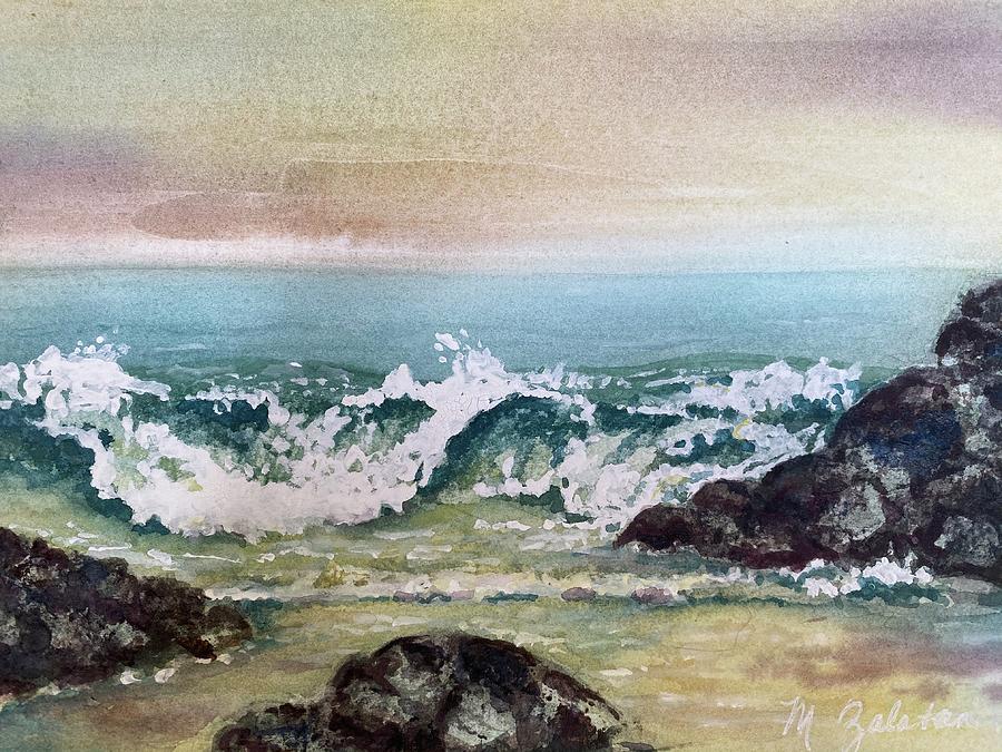 Rocky Sunset Painting by Marilyn Zalatan