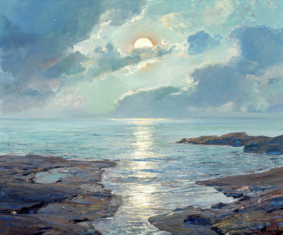 Rocky Sunset Ocean Digital Art by Gary Grayson