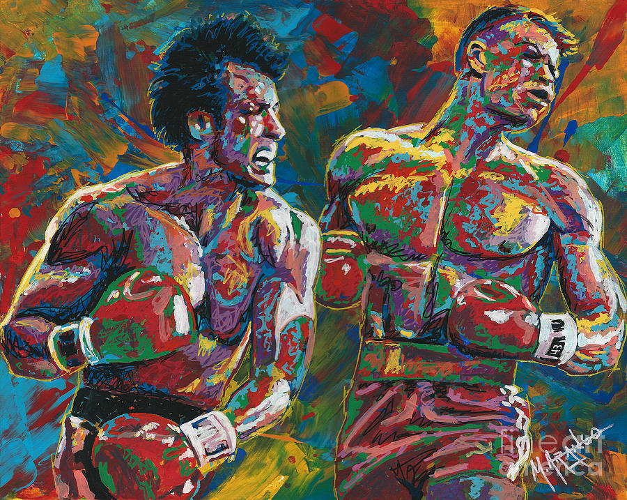 Sports Painting - Rocky vs Drago by Maria Arango