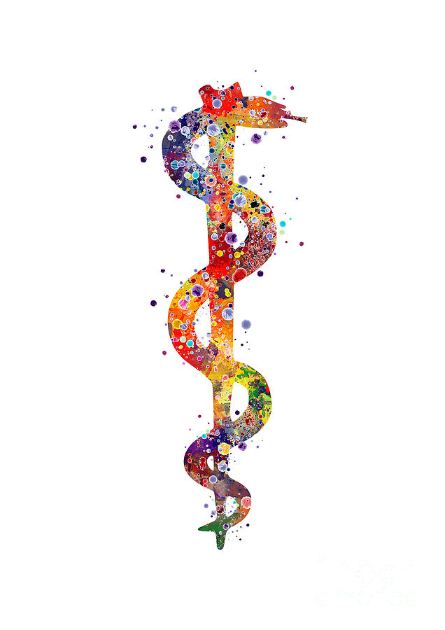 Rod of Asclepius Watercolor Digital Art by White Lotus - Fine Art America