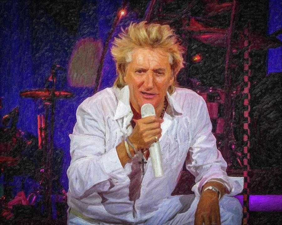 Rod Stewart in concert with painted effect Photograph by Joe Myeress