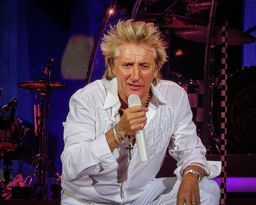 Rod Stewart sings during concert Photograph by Joe Myeress