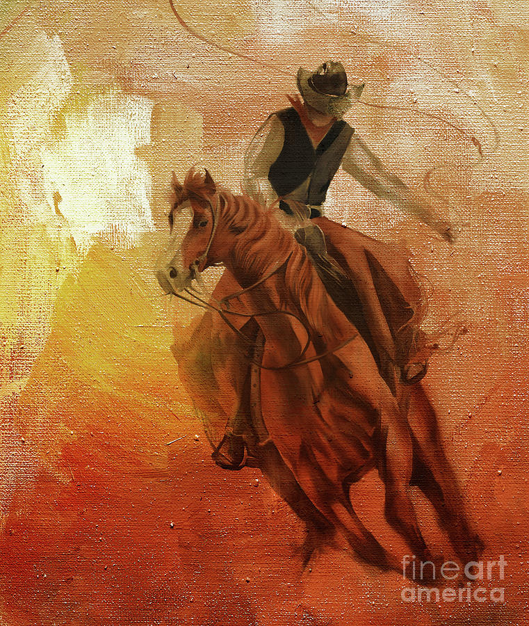 Rodeo art 21 Painting by Gull G